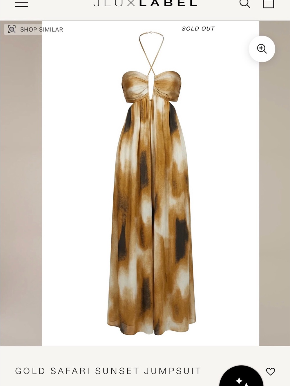 JLUXLABEL Gold & Cream Strapless Halter Jumpsuit - Picture 3 of 4